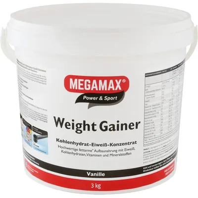 Produktbild von MEGAMAX Nutrition Weight Gainer Pulver Vanille-Geschmack, 3000 g Pulver