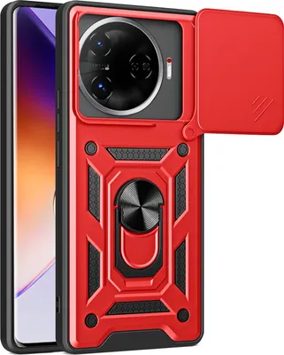 Produktbild von Hülle für Tecno Camon 30 Pro Magnetische Ring Ständer Halter Dia Kameraschutz TPU Bumper Silikon Schutzhülle Rot