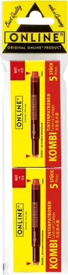 Produktbild von ONLINE-Kombipatrone, der Problemlöser für ONLINE + Standard + LAMY-Füllersysteme, rot, 2 Päckchen à 5 Patronen