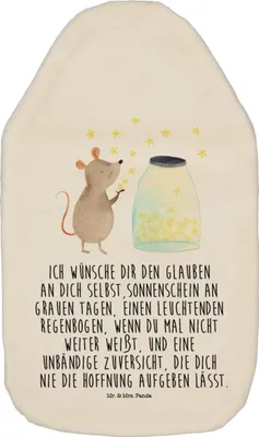 Produktbild von Mr. & Mrs. Panda Wärmekissen Maus Sterne - Weiß - Geschenk, Schwangerschaft, Geburt, gummi wärmflasche, Bettflasche, Kindergeburtstag, Wärmflaschen mit Bezug, Geburtstag