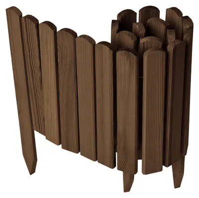Produktbild von Garronda Beeteinfassung Holz Rollzaun Gartenzaun imprägniert Flexibler Rollborder Rasenkante  Länge: 100 cm (Dunkelbraun, Höhe: 30 cm)