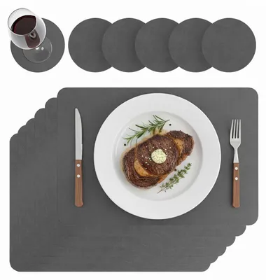 Immagine prodotto di Set di 6 tovagliette per tavolo in PVC, lavabili, impermeabili e resistenti al calore, ideali per tavoli da pranzo
