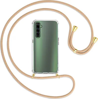 Produktbild von Handykette Backcover-Schutzhülle mit Band (Metall goldfarben) für Realme X50 Pro 5G - beige