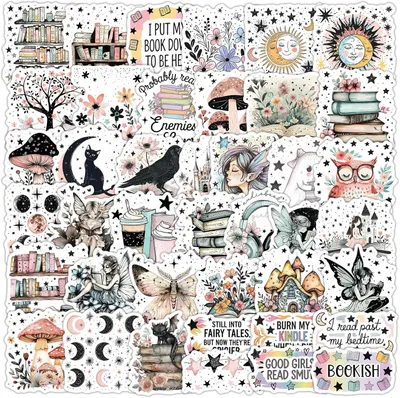 Productafbeelding van Vinylstickerset, 150 stuks, waterbestendig, 50 designs, 3-5,5 cm, geschikt voor scrapbooking