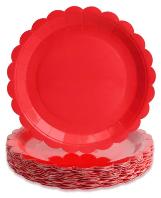 Productafbeelding van Papieren borden met golfrand - 50 stuks - Ø 23 cm - Rood