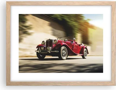 Produktbild von Gerahmtes Poster - Rahmen in heller Eiche - Mg Rot Auto - 40x30 cm - Wand Bild - Wanddeko - Wandbilder - Kunstposter - Wandposter - Bilderrahmen - Bilder - Kunstdruck - Wandbild - P2NAA40x30-4364