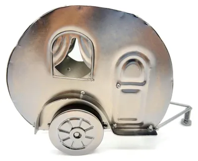 Produktbild von Weinflaschenhalter Metall Figuren Skulptur Campingwagen Deko