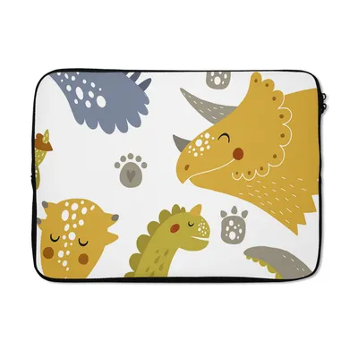 Produktbild von MuchoWow® Laptop Hülle 13 Zoll Dinosaurier - Schnittmuster - Jungen - Dino - Kinder Laptoptasche - Laptophülle - Sleeve - Rundumschutz