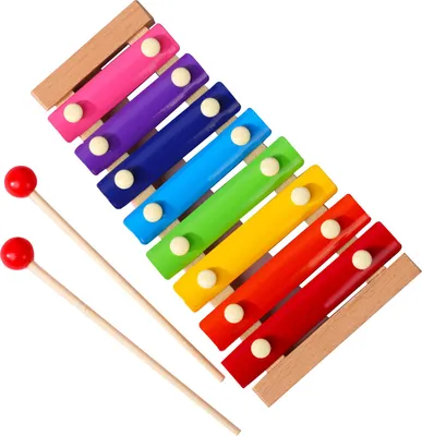 Immagine prodotto di Xilofono per bambini, 8 note, bacchette colorate, legno, glockenspiel professionale con 2 bacchette in legno di pino