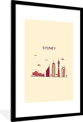 Produktbild von MuchoWow® MuchoWow® Gerahmtes Poster Sydney - Skyline - Australien 60x90 cm - Poster mit zchwarzem Bilderrahmen - Dekoration - Wandposter Wohnzimmer - Hochwertig