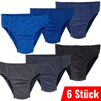 Produktbild von 6er Pack Herren Slips Unterhosen Baumwolle Slip Farbmix Größe S-XXL