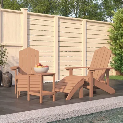 Produktbild von Möbel Adirondack-Gartenstühle mit Hocker & Tisch HDPE Braun - Gartensessel 3095714
