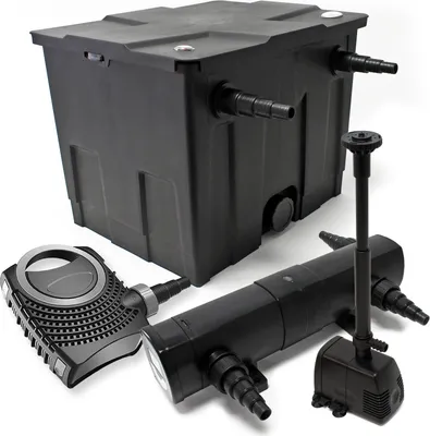 Produktbild von Wiltec Komplettset: CBF-350 Teichfilter bis 12000L Teichfilteranlage als Durchlauffilter, NEO10000 Teichpumpe 10000l/h 80W, CUV-218 Teichklärer UVC Klärer mit 18W, HJ-943 Springbrunnenpumpe 800l/h 16W