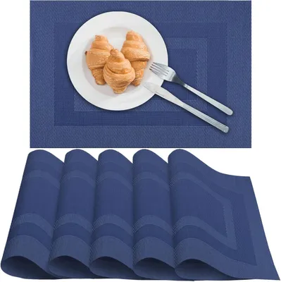 Imagen del producto de Juego de 6 individuales lavables de PVC, resistentes al calor, de 30x45 cm, para uso en cocina y restaurantes