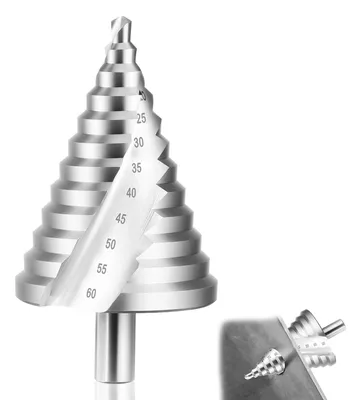 Obrázok produktu pre Vrtáky bez kužeľa, priemer 6-60 mm - rýchlorezné ocele (HSS) - s titánovým povlakom - kužeľové vrtáky - stupňovité vrtáky s 12 stupňami - samocentrujúci dizajn - stupňovité vrtáky