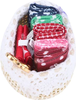 Image de Panier à couture miniature pour maison de poupée, décoration hautement réaliste