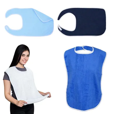 Produktbild von Wasserdichte Lätzchen Erwachsene 4er Set – 75x45cm leicht zu reinigen | Klettverschluss für Senioren Behinderte