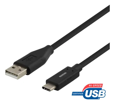 Image de DELTACO Câble USB 2.0, type A - type C mâle, 0,5m, noir