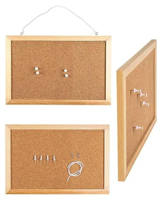Produktbild von Korkpinnwand Memoboard Notiztafel - Holzrahmen - 20 x 30 cm - Mit 5 Pinnnadeln