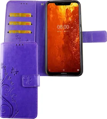 Zdjęcie produktu dla Nokia 8.1 / Nokia X7 Etui na telefon komórkowy Etui ochronne Etui z klapką Etui na kartę Fioletowy