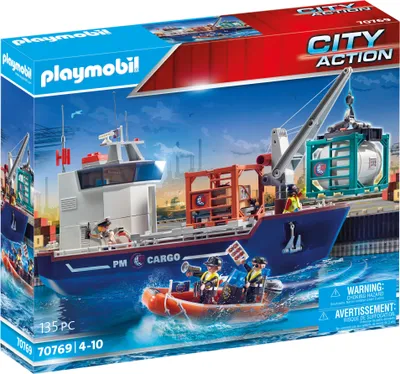 Produktbild von PLAYMOBIL City Action 70769 Großes Containerschiff mit Zollboot