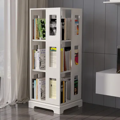 Produktbild von Regal Drehbares Bücherregal Lagerregal Weiß 3 Ebenen【BR933】