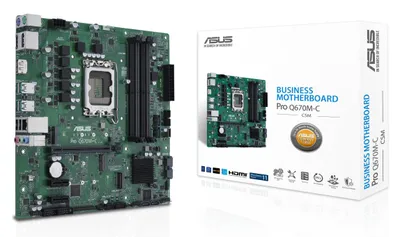Productafbeelding van ASUS PRO Q670M-C-CSM, LGA1700, microATX moederbord met 4xDDR5 slots, 6xSATA, 2xM.2, 1xHDMI en 2xDP