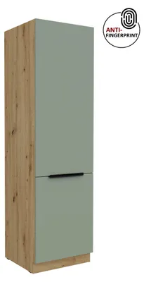 Produktbild von Küchen Hochschrank 60 cm Küche ARIA Aquamarin ultra matt + Eiche Artisan matt, hochwertige Fronten mit Anti Fingerprint Beschichtung, Soft-Close Küchenzeile Küchenblock