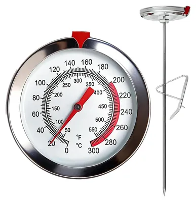 Kochthermometer mit Klammer, 23 cm Sonde, 0–300 °C, Edelstahl