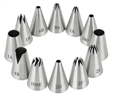 10 Edelstahl-Spritztüllen, 25 mm, für Torten & Cupcakes