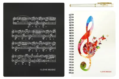 Produktbild von Notizbuch zum Thema Musik mit Stift