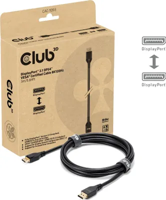 Obrázek produktu pro CLUB3D CAC-1093, 3 m, DisplayPort, DisplayPort, Samec, Samec, 7680 x 4320 px