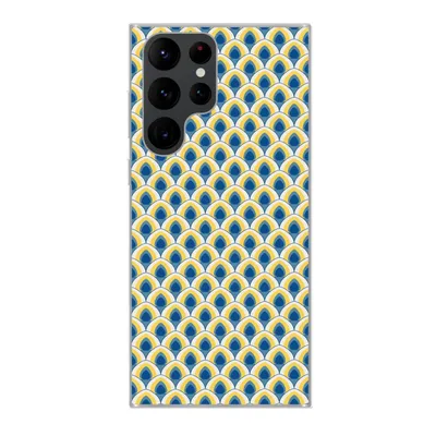 Produktbild von MuchoWow® Handyhülle Schutzhülle Hülle für Samsung Galaxy S22 Ultra Design - Muster - Retro - Gelb - Blau Silikon Softcase Handy Hülle - Abbildung