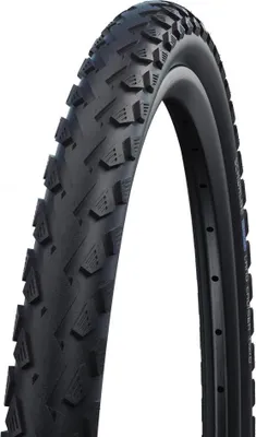 A close-up studio shot of a bicycle tire and rim.