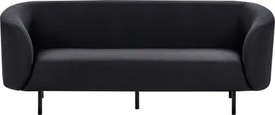 Produktbild von BELIANI Sofa Schwarz Stoffbezug 3-Sitzer mit Armlehnen Metallgestell Glamouröser Edler Stil Wohnzimmer Salon Esszimmer Flur