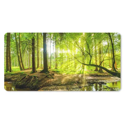 Produktbild von MuchoWow® Schreibtischunterlage Wald - Landschaft - Wasser - Bäume - Sonne - Grün - Natur 80x40 cm - XXL Mauspad - Gaming Mauspad