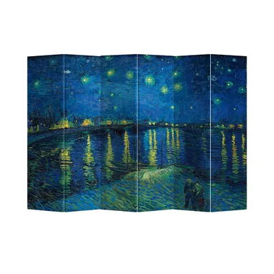 Produktbild von Fine Asianliving Paravent Raumteiler Spanische Wand Trennwand Room Divider Raumtrenner L240xH180cm Bedruckte Canvas Sichtschutz Leinwand Doppelseitig -203-522-6