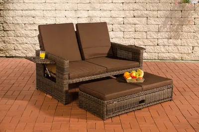 Produktbild von CLP Polyrattan Sofa Ancona 5mm braun-meliert Polsterfarbe Terrabraun