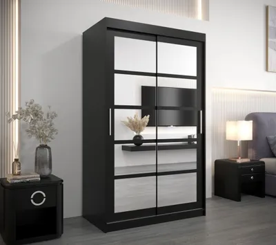 Obrázok produktu pre Šatníková skriňa so zrkadlami ANABEL - šírka 120 cm, čierna