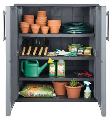 Produktbild von Daltinie Outdoor-Garderobe, Outdoor-Möbel, Mehrzweck-Balkongarderobe, 100 %  Italy, Grau und Schwarz, gestreifte Oberfläche, 68 x 37 x 84 cm