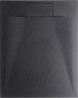 Produktbild von BELIANI Duschwanne Schwarz SMC-Masse Steinoptik Flach Rechteckig 80x120 cm mit Ablauf Seitlich Ablaufgarnitur Ablaufrinne Schürze 3 cm Hoch Duschtasse