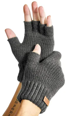 Immagine prodotto di Guanti senza dita, invernali, in lana di alpaca scura, lavorati a maglia, da uomo e da donna
