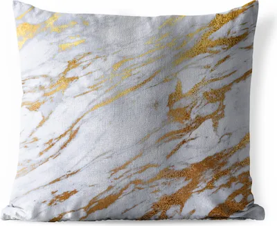 Produktbild von MuchoWow® Outdoor Kissen - Marmor - Muster - Gold - Weiß - 45x45 cm - Wetterfest - Lounge Kissen - Fotokissen - Dekoratives Kissen