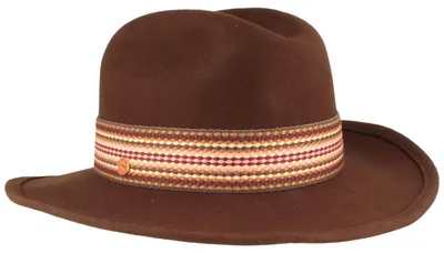 Mayser modischer Western Wollfilz-Cowboyhut gemustertes Band in braun