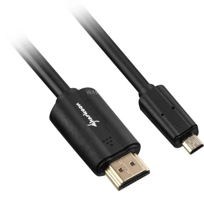 Produktbild von Sharkoon 1.5m, HDMI/Micro HDMI, 1,5 m, HDMI Typ A (Standard), HDMI Typ D (Mikrofon), 4096 x 2160 Pixel, 3D, Schwarz
