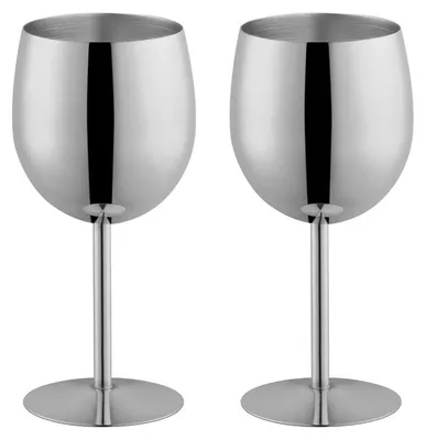 Weißweingläser Set 2er 18/8 Edelstahl 350 ml silber