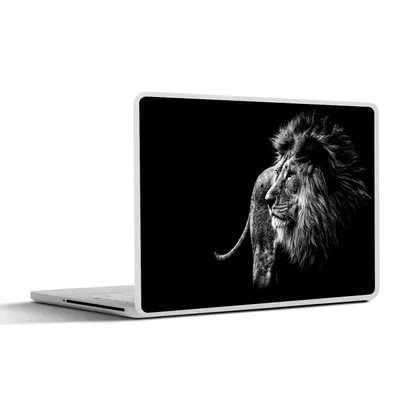 Produktbild von MuchoWow® Laptop Aufkleber Sticker Cover Tiere - Wild - Löwe - Schwarz - Weiß 25x18 cm - Laptop-Deko