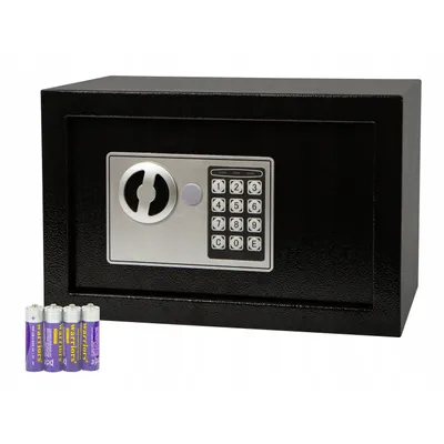 Obrázok produktu pre Bezpečnostná skrinka s elektronickým zámkom. Rozmery: 31 x 20 x 20 cm. Uzamykanie pomocou kľúča a kódu. Model: 44-702