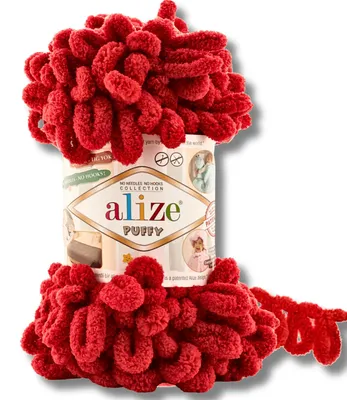 Obrázek produktu pro Alize 1x 100 g vlny Puffy, jednobarevná, na háčkování a pletení (tmavě červená – 106)