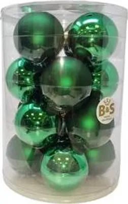 Immagine prodotto di B&S baubles natalizi | verde scuro | 16 pezzi | 8xmatt | 8xglossy | Ø 8 cm | vetro